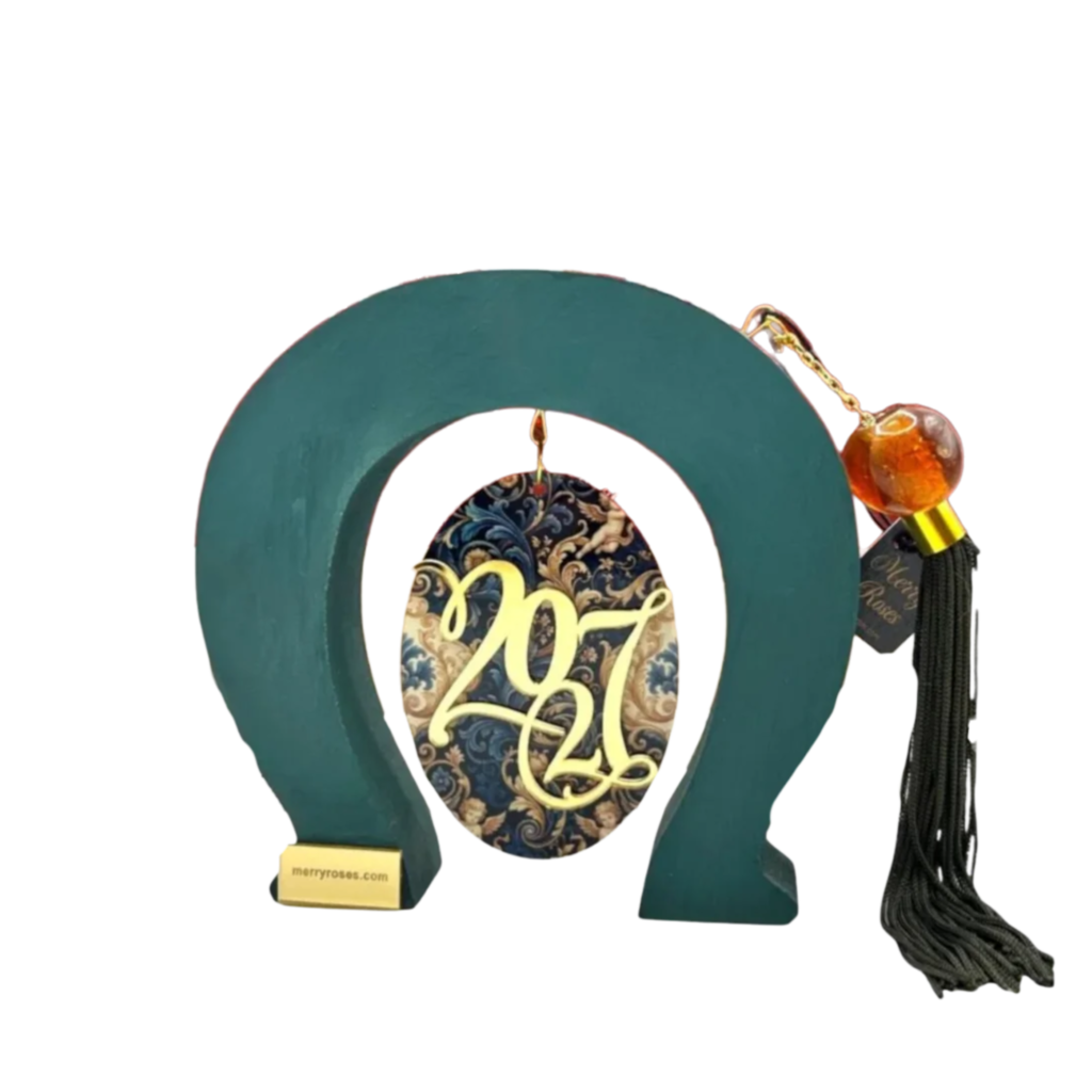 Γούρι 2027 πέταλο πράσινο με baroque plexiglass
