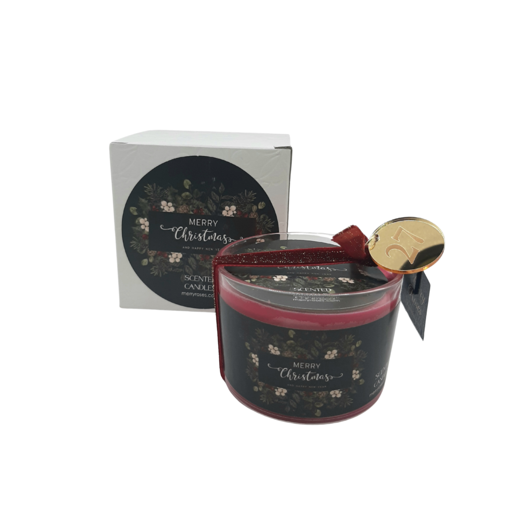 Αρωματικό κερί σε γυάλινο βάζο με χιονονιφάδες