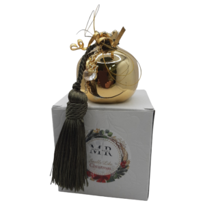 Χριστουγεννιάτικο γούρι 2027 Merry Roses, χειροποίητο κεραμικό ρόδι χρυσό
