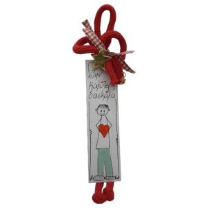 Χειροποίητος σελιδοδείκτης Merry Roses με σκίτσο αγοριού και την ευχή Στην καλύτερη δασκάλα