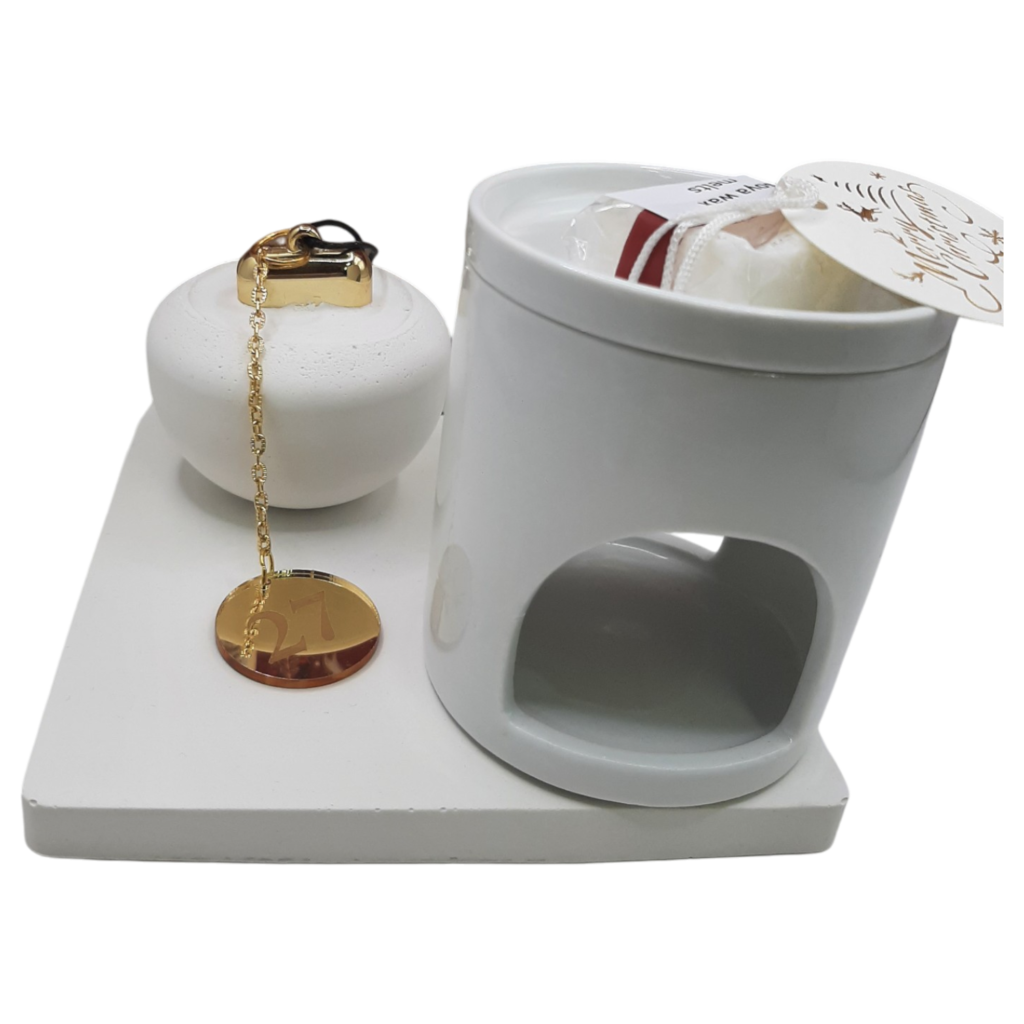 Σετ δώρου με κεραμικό καυστήρα, wax melts και κεραμικό στολίδι