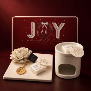 Σετ δώρου με κεραμικό καυστήρα, wax melts και κεραμικό λουλούδι